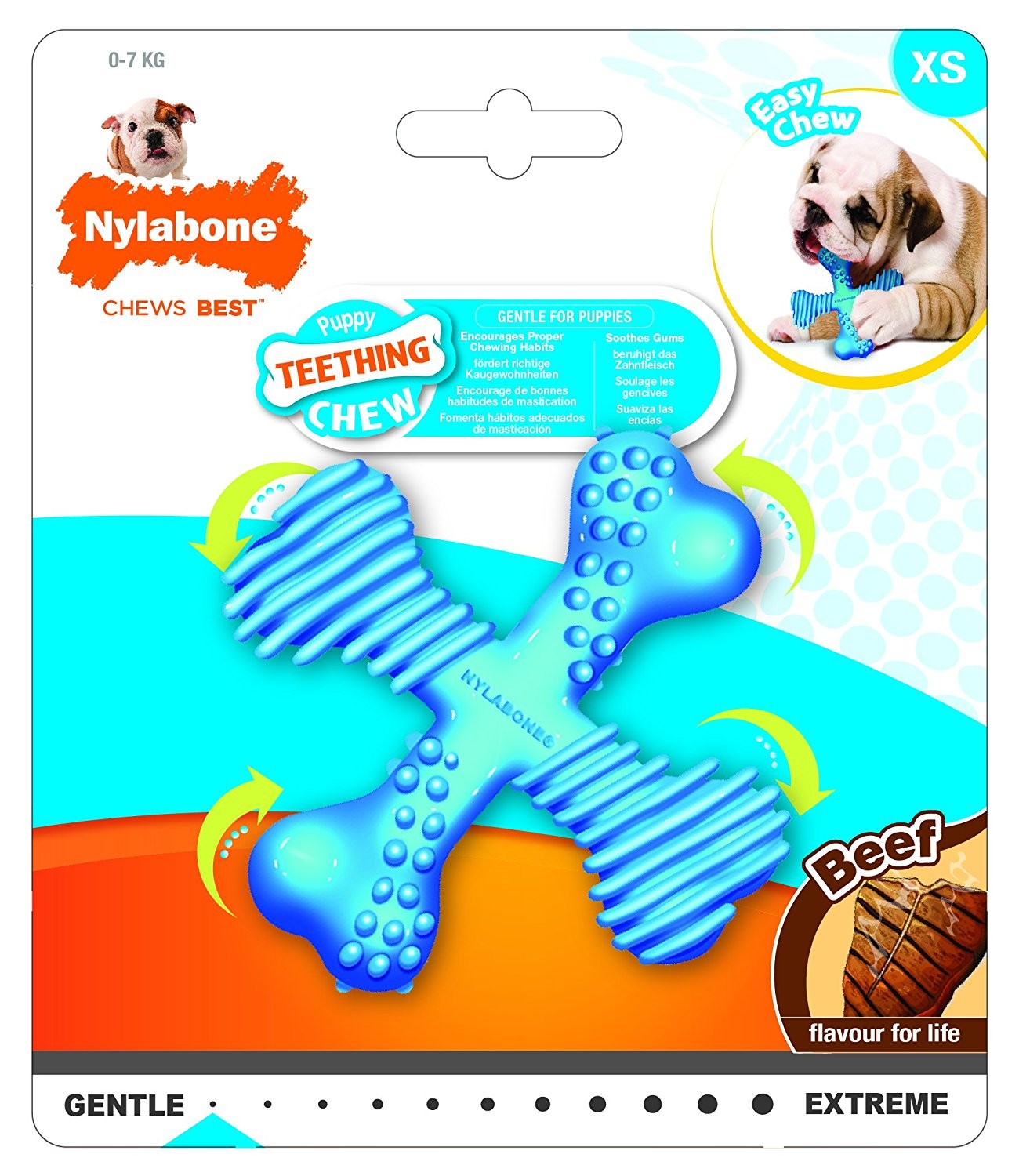 Nylabone Puppy Chew Beef Flavored X-Small X Bone for Dogs up