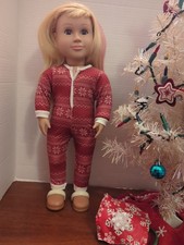 18" doll Red one piece snowflake pajamas and slippers Our Generation