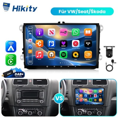 DAB+ 4+64GB 9" Android 15 Autoradio CarPlay Für VW Golf 5 6 Polo T5 Touran Caddy - Bild 1 von 4