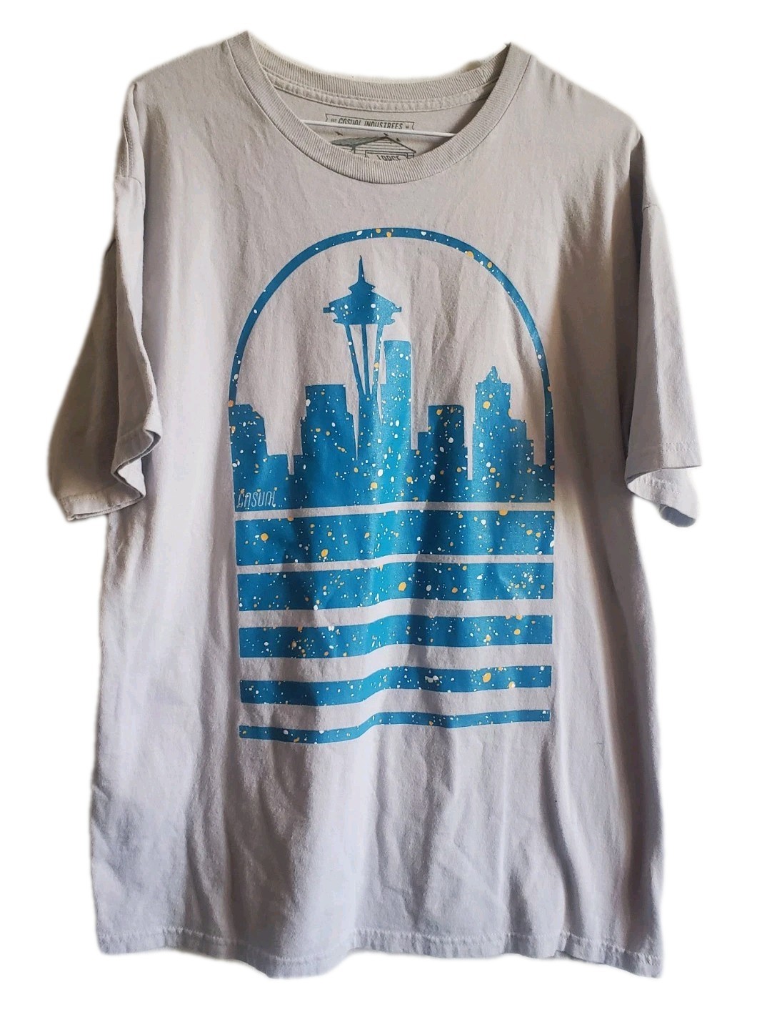 SEATTLE SPACE NEEDLE FULL PRINT  T Shirt By Casual Industrees Mens Large