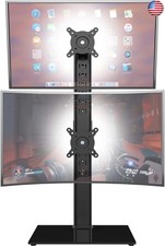 Dual Monitor Stand - Vertical Stack Screen Free-Standing Monitor Riser Fits Two