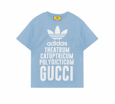 Gucci x Adidas LOGO Print Casual T-Shirt Men's Blue 616036-XJEW2-4709