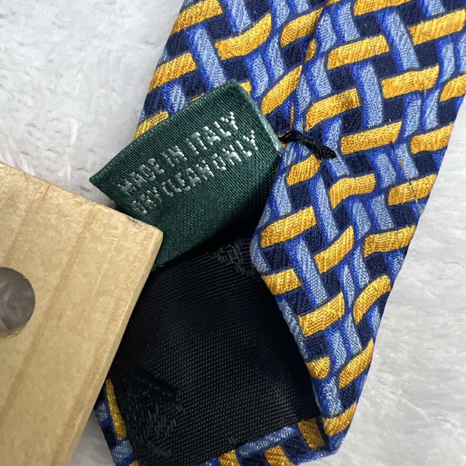 Bolgheri Blue Yellow Geometric Men’s Tie 3.75x58” Silk Made In Italy - product detail image 12