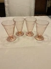 Vintage Anchor Hocking 5.5” Princess Pink 10 oz Footed Tumblers Set of 4 Glass
