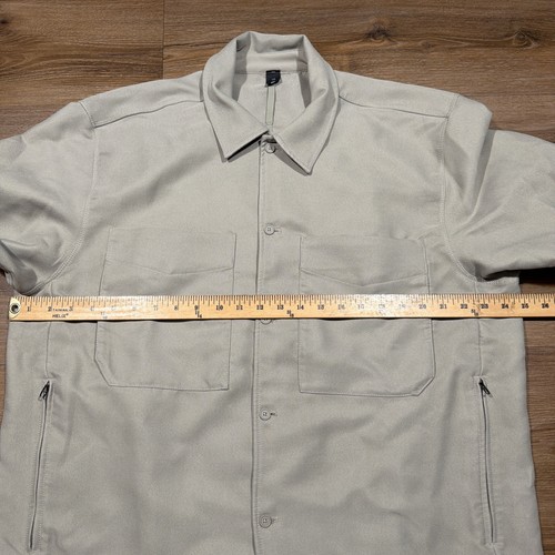 LULULEMON Men’s LARGE Beige Sueded Camp Collar Overshirt Button Jacket M3EWBS - Picture 12 of 15