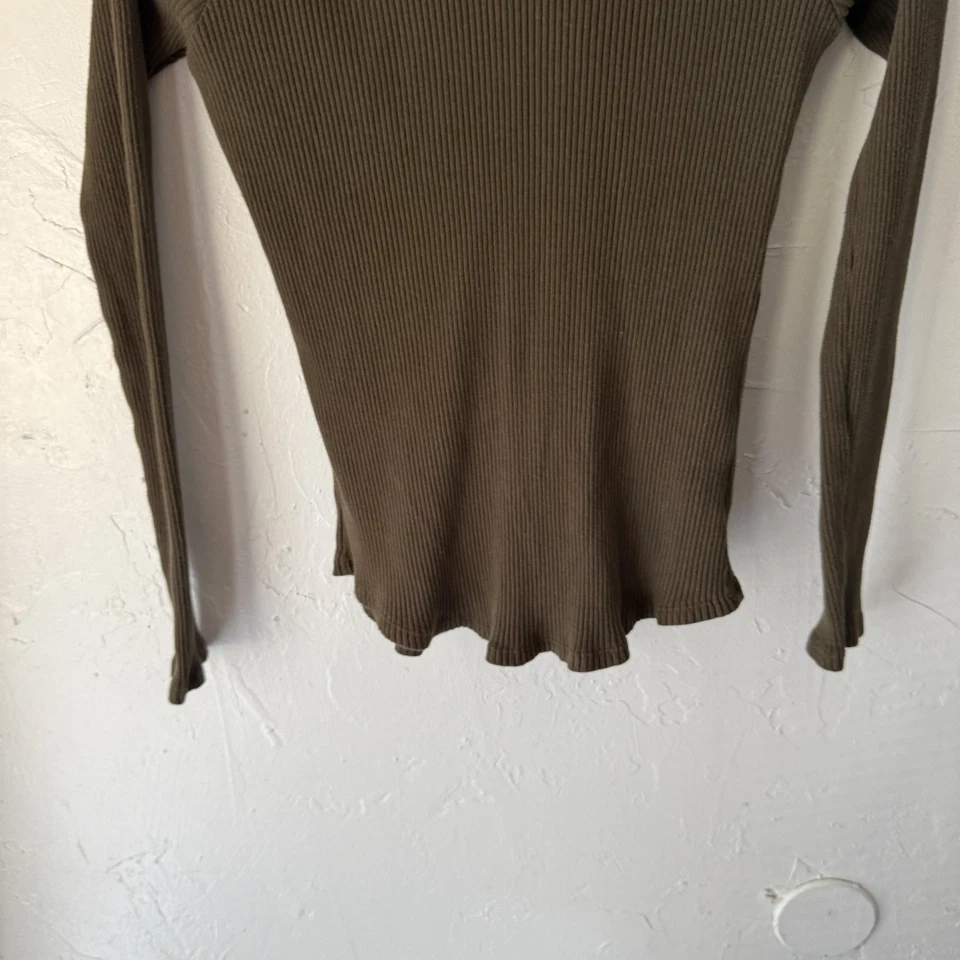 Sudadera con capucha pulóver acanalada para mujer grande verde con cordones cuello en V manga larga elástica Foto 3 de 4