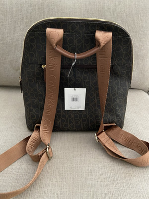 Like NEW Calvin Klein Women Medium Zip Backpack CK Logo Brown Calvin Klein Womens Medium Zip Backpack CK Logo Brown | eBay main image 3