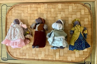 RUSS Berrie 4 Rare Vintage Costumed Stuffed Toy 5 -6  Mice Shelf Curio Animals