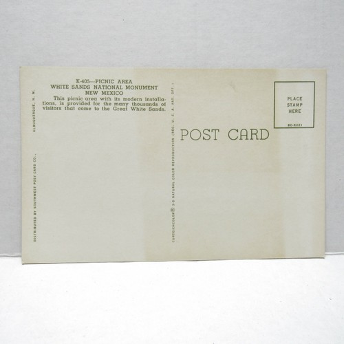 Postkarte Vintage Picknickplatz White Sands National Monument New Mexico Wüste - Bild 2 von 2