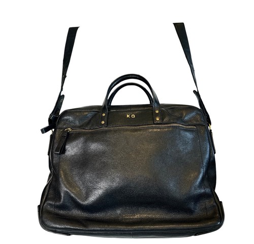 Fossil Black leather Haskell briefcase. Unisex laptop/messenger bag. - Picture 3 of 17