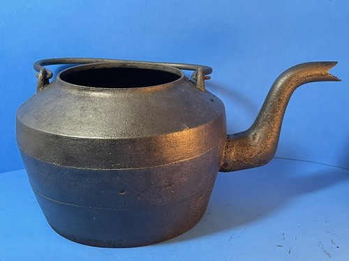 1800's Antique Cast Iron Tea Kettle Gate Mark Rat Tail Gooseneck Humidifier - Picture 3 of 24