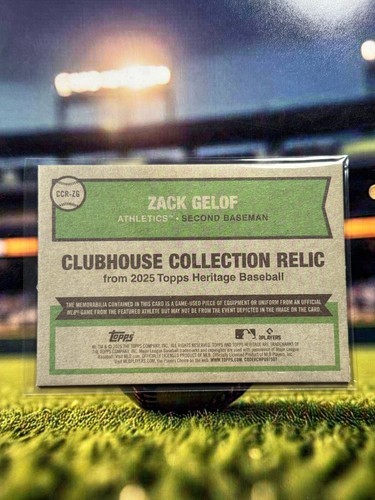 2025 Topps Heritage Zack Gelof Clubhouse Collection #CCR-ZG Athletics - Picture 3 of 3