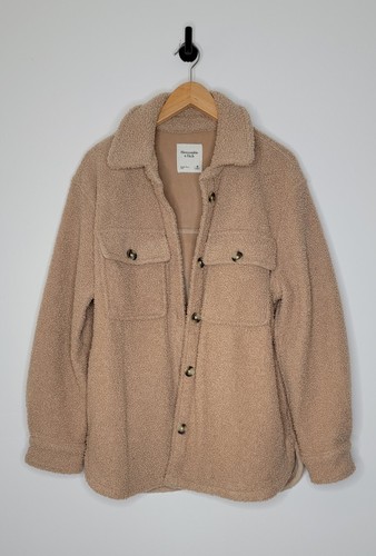 Abercrombie & Fitch Oversized Teddy Shirt Jacket Shacket Women's Size Medium - Picture 1 of 9
