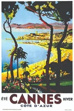 CANNES FRANCE VINTAGE STYLE PRINT/POSTER SATIN PHOTO PAPER T437