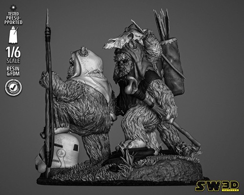 Ewok 3d Printed Figures, Star Wars Return of the Jedi Collectible, Unpainted - Picture 3 of 10
