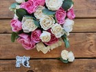 Wedding Bouquet with a matching Boutonniere in Pink and Ivory