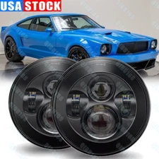 For Ford Mustang 1965-1973 DOT Pair 7" Inch Round LED Headlights High Low Beam