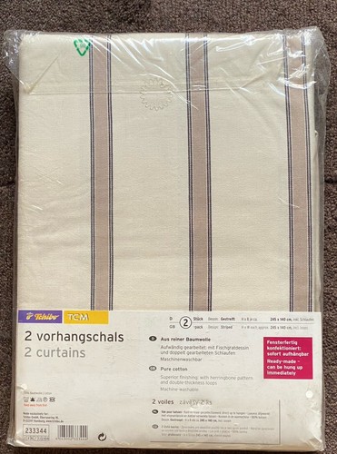 Neu! TCM 2 Schlaufen Vorhangschals Gardinen Dekoschals Tchibo 140x245 Natur OVP! - Bild 2 von 3