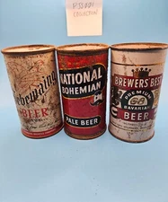 Three (3) Flat Top Beer cans - Sebewaing, National Boh & Brewers Best
