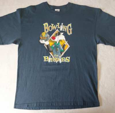 Vintage Sylvester & Tweety Bird Shirt XL Bowling For Birdies Warner Bros. 1999