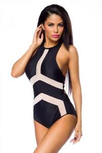 Sportlicher Badeanzug Schwarz Swimsuit Bademode Einteiler Soft Cups Grosse L Ebay