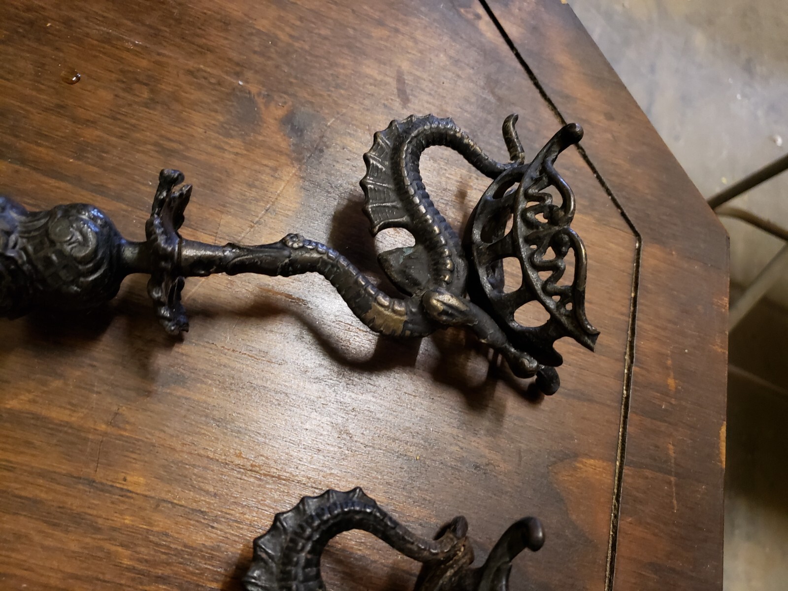 Antique 19th c. Cast Iron Dragon Serpent Gargoyle Candlestick Candle Holder 2 eBay