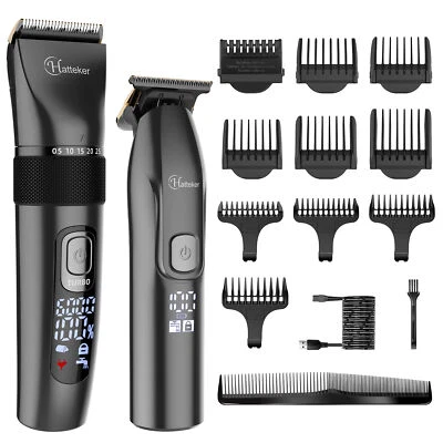 Hatteker Tondeuse à cheveux Kits d'entretien Tondeuse à barbe hommes IPX7 Noir