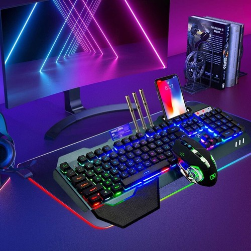 AU K680 Rainbow Blacklit Gaming Keyboard and Mouse Set Wireless & FREE Mousepad - Picture 9 of 19