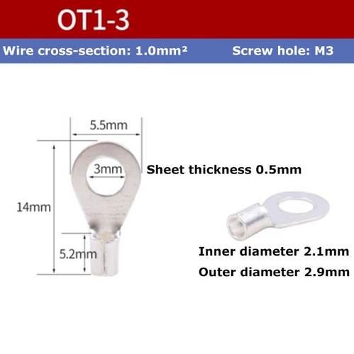 50 Pcs Circular/Forked Cold Pressed Terminal Blocks Wire Connector Copper joint - Picture 12 of 32