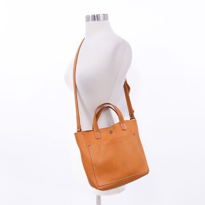 Portland Leather Goods Mini Crossbody Tote Bag Sunflower Yellow Strap  Handmade