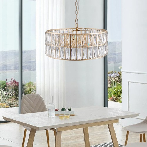 18'' Modern Gold Round K9 Crystal Chandelier 6 Lights Ceiling Pendant Fixture UL - Picture 5 of 10