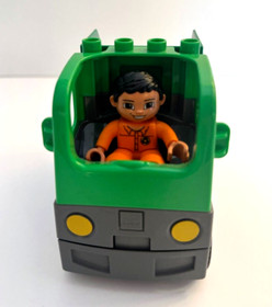 3X Lego Duplo 6 Wheel Garbage Recycle Trucks & mini figures green from 4659