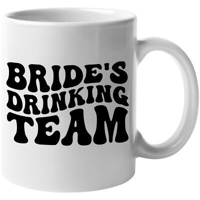 Bride's Drinking Team, Bridal Shower, Wedding Fiancee Themed Retro Wavy Text Mug