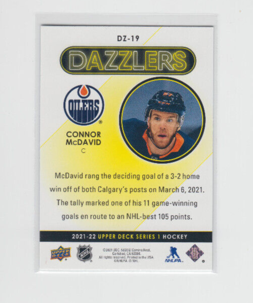 21/22 UD S1 Edmonton Oilers Connor McDavid Dazzlers Blue card #DZ