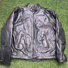Hot Leathers Motorcycle Leather Jacket Mens Black 52 XL Thick Heavy Biker