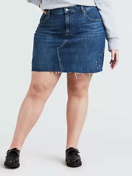 Plus size levi's deconstructed denim skirt top