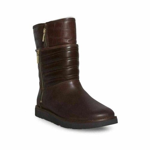 UGG AVIVA STOUT EMBOSSED CROCODILE LEATHER WOMEN'S BOOTS SIZE US 5/UK 3.5 NEW - Picture 2 of 6