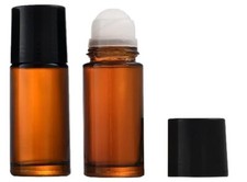 2Pcs Brown 50ml Glass Essential Oil Roller Bottles - Refillable Roll On Bottles