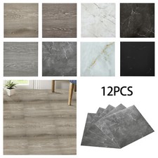 12x Wood/Marble Effect Floor Tile Self-Adhesive PVC Sticky Tile Kitchen Bathroom