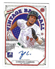 LORENZO CARRIER 2023 ONYX VINTAGE EXTENDED BASEBALL ON CARD AUTO BLUE INK