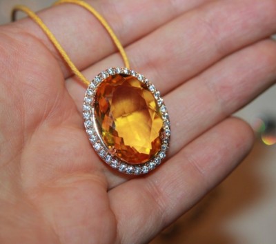 fashion topaz zirconia necklace pendant gems silver gold plate evening jewelry D