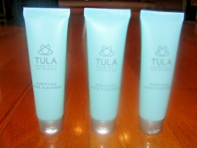 Lot 3 x TULA Probiotic Skincare Purifying Face Cleanser Gel 1 oz / 30 ml Ea NEW