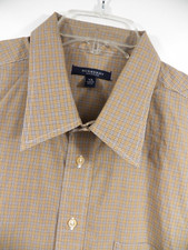 BURBERRY LONDON MENS XL CASUAL SPORT SHIRT BEIGE NOVA CHECK COTTON MADE IN USA