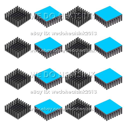 25 x 25 x 10 mm Zigzag argent / noir aluminium dissipateur thermique refroidisseur avec coussin thermique - Photo 11/11