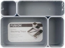 Advantus Fusion Stackable Bins, 2"H x 12"W x 9"D, White, Pack Of 4