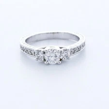 1.28ct D SI1 Round Natural Certified Diamonds 14kw Gold Classic Three-Stone Ring