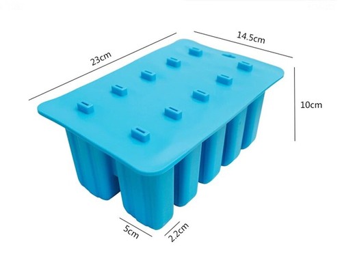 10 Cavity Silicone Popsicle Dessert Freezer Ice Cream Mold with Cover Lolly Pop - Picture 11 of 20