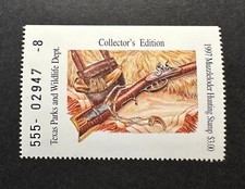 WTDstamps - 1997 TEXAS - Lot4 - State Big Game Muzzleloader Hunting Stamp - MNH