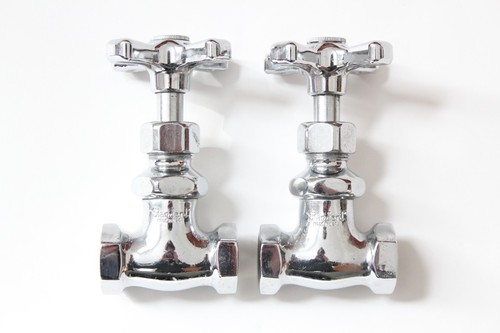 antique sink faucet shut off straight valve | standard vtg victorian deco sink - Afbeelding 1 van 22