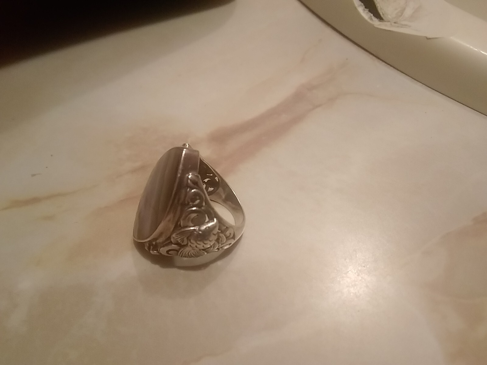 Vintage 925 Fish Abalone Shell Statement   Ring W… - image 14